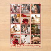 Elegant What A Year 12 Photo Snowflakes Acryl Uitnodigingen (Voorkant)