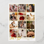 Elegant What A Year 12 Photo Snowflakes Message Folie Feestdagenkaart (Voorkant)