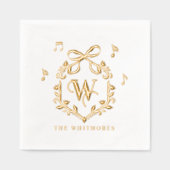 Elegant Whimsical Christmas Monogram Crest Bow Folie Servetten (Voorkant)