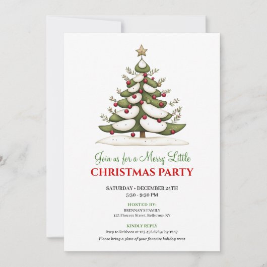 Elegant whimsical Christmas tree dinner invitation Kaart (Voorkant)