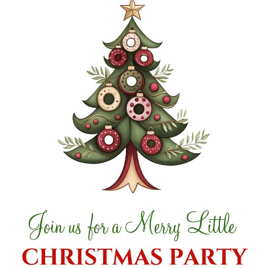Elegant whimsical Christmas tree dinner invitation Kaart