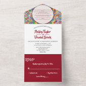 Elegant Whimsical Classy Burgundy Floral Wedding All In One Uitnodiging (Binnen)