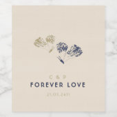 Elegant Whimsical Classy Love Butterflies Monogram Wijn Etiket (Enkel label)