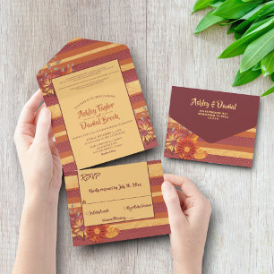 Elegant Whimsical Classy Luxury Floral Wedding All In One Uitnodiging