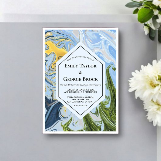 Elegant Whimsical Colorful Artful Abstract Wedding Acryl Uitnodigingen