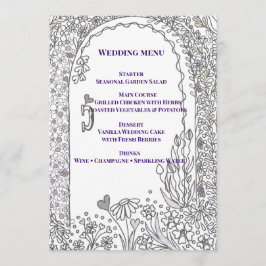 Elegant Whimsical Garden Door Wedding Menu