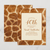 Elegant Whimsical Giraffe Print 40e verjaardag Kaart (Voorkant / Achterkant)