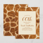 Elegant Whimsical Giraffe Print 60e verjaardag Kaart (Voorkant / Achterkant)