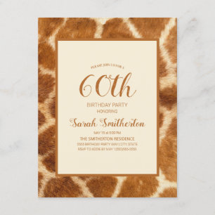 Elegant Whimsical Giraffe Print 60e verjaardag Kaart