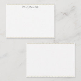 Elegant Whimsical Gold Lijst Script Weduwpaar Notitiekaartje