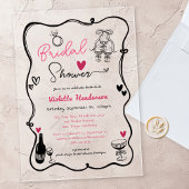 Elegant Whimsical Hand Drawn Bridal Shower Acryl Uitnodigingen