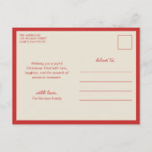 Elegant Whimsical Hand Drawn Red Bow Christmas Feestdagenkaart (Achterkant)