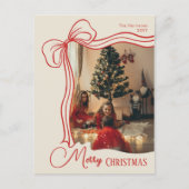 Elegant Whimsical Hand Drawn Red Bow Christmas Feestdagenkaart (Voorkant)
