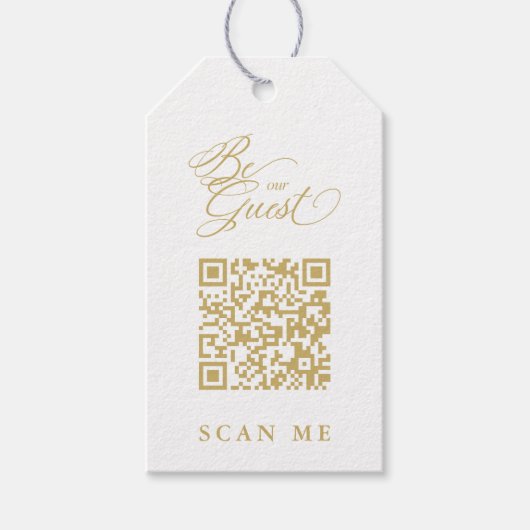 Elegant Whimsical Script Photo Qr Code Wedding Cadeaulabel (Voorkant)