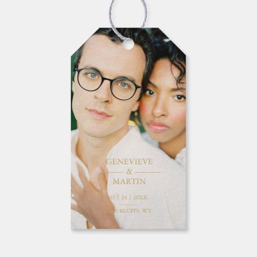 Elegant Whimsical Script Photo Qr Code Wedding Cadeaulabel (Achterkant)