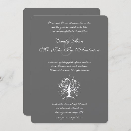 Elegant Whimsical Swirl Tree Kaart (Voorkant / Achterkant)