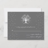 Elegant Whimsical Swirl Tree RSVP Kaartje (Achterkant)