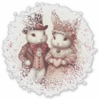 Elegant Whimsical Vintage Bunny Sticker