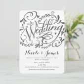 Elegant Whimsical Vintage Lettering Chalk Wedding Kaart (Staand voorkant)