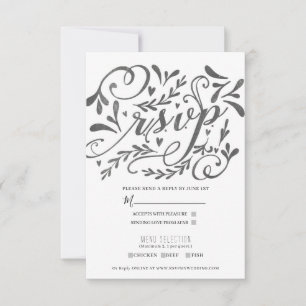 Elegant Whimsical Vintage Lettering Chalk Wedding RSVP Kaartje
