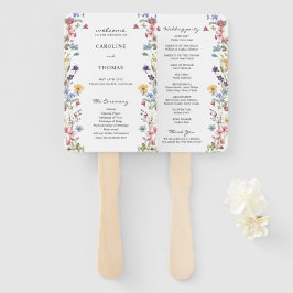Elegant Whimsical Wildflower Bloeiende Trouwprogra Handwaaier