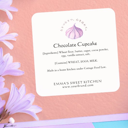 Elegant Whipped Cream Bakery Ingredient Vierkante Sticker