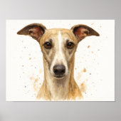 Elegant Whippet Waterverf Portret Poster (Voorkant)