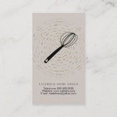 Elegant Whisk Black Faux Gold Circular Bakery Visitekaartje (Achterkant)