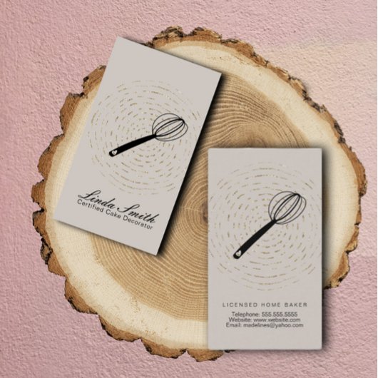 Elegant Whisk Black Faux Gold Circular Bakery Visitekaartje