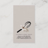 Elegant Whisk White Floral Bakery Visitekaartje (Achterkant)