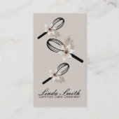 Elegant Whisk White Floral Bakery Visitekaartje (Voorkant)