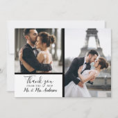 Elegant White 2 Photo Collage Wedding Notitiekaartje (Voorkant)