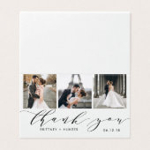 Elegant White 3 Foto Collage Hartelijk dank Kaart (Buitenkant ongevouwen)