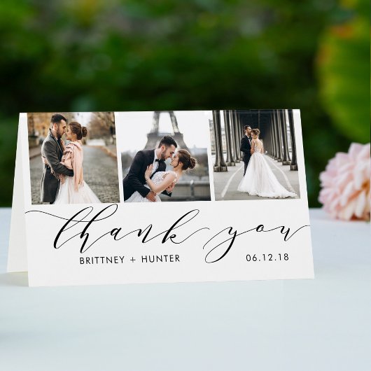Elegant White 3 Foto Collage Hartelijk dank Kaart