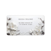 Elegant White 3D Magnolia Etiket (Voorkant)
