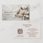 Elegant White 3D Magnolia Visitekaartje (Voorkant / Achterkant)