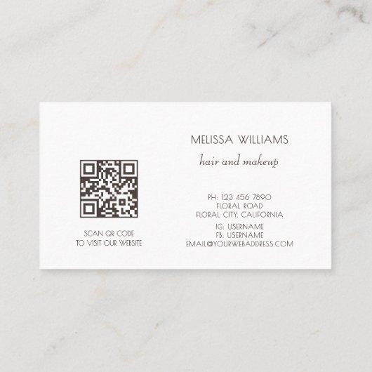 Elegant White 3D Magnolia Visitekaartje (Achterkant)