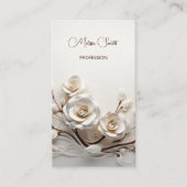 Elegant White 3D Roses Visitekaartje (Voorkant)