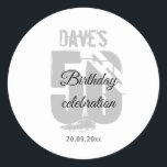 Elegant White 50th Any Age Birthday Ronde Sticker<br><div class="desc">White Black - 50th Any Birthday Party klassieke ronde stickers</div>
