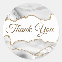 Elegant White Agate Hartelijk dank Ronde Sticker