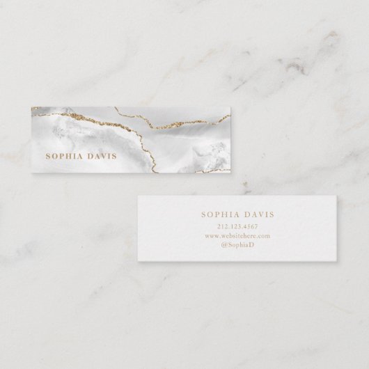 Elegant White Agate met Faux Gold Mini Visitekaartje (Voorkant / Achterkant)