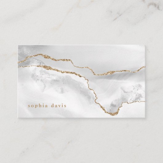Elegant White Agate met Faux Gold Visitekaartje (Voorkant)