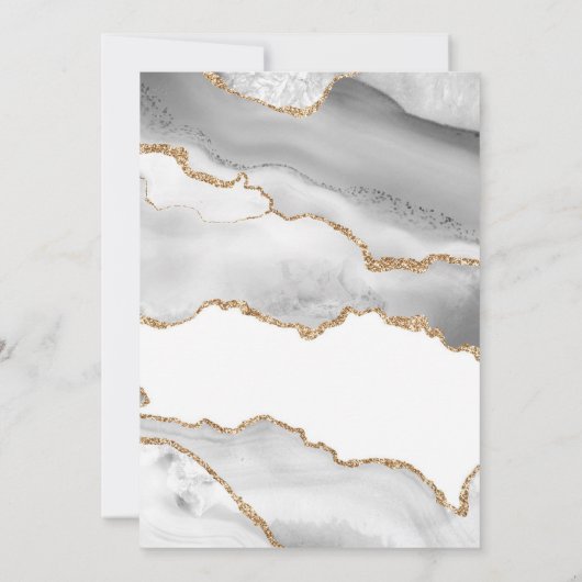 Elegant White Agate met Gold Cross | Baptisme Kaart (Achterkant)