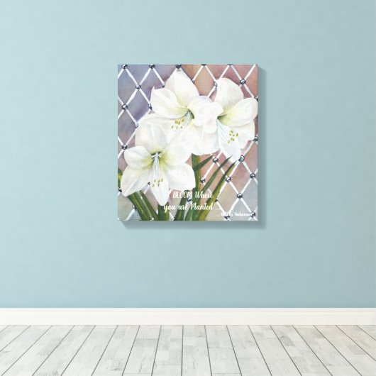 Elegant White Amaryllises Geschilderd in Waterverv Canvas Afdruk (Insitu (Houten vloer))