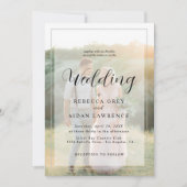 Elegant White and Black Gold Border Photo Wedding Kaart (Voorkant)
