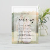 Elegant White and Black Gold Border Photo Wedding Kaart (Staand voorkant)