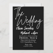 Elegant White and Black Simple Wedding  Kaart (Voorkant)