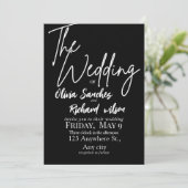 Elegant White and Black Simple Wedding  Kaart (Staand voorkant)