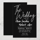 Elegant White and Black Simple Wedding  Kaart (Voorkant / Achterkant)