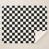 Elegant White and Black Square Pattern Sherpa Deken (Voorkant (horizontaal))